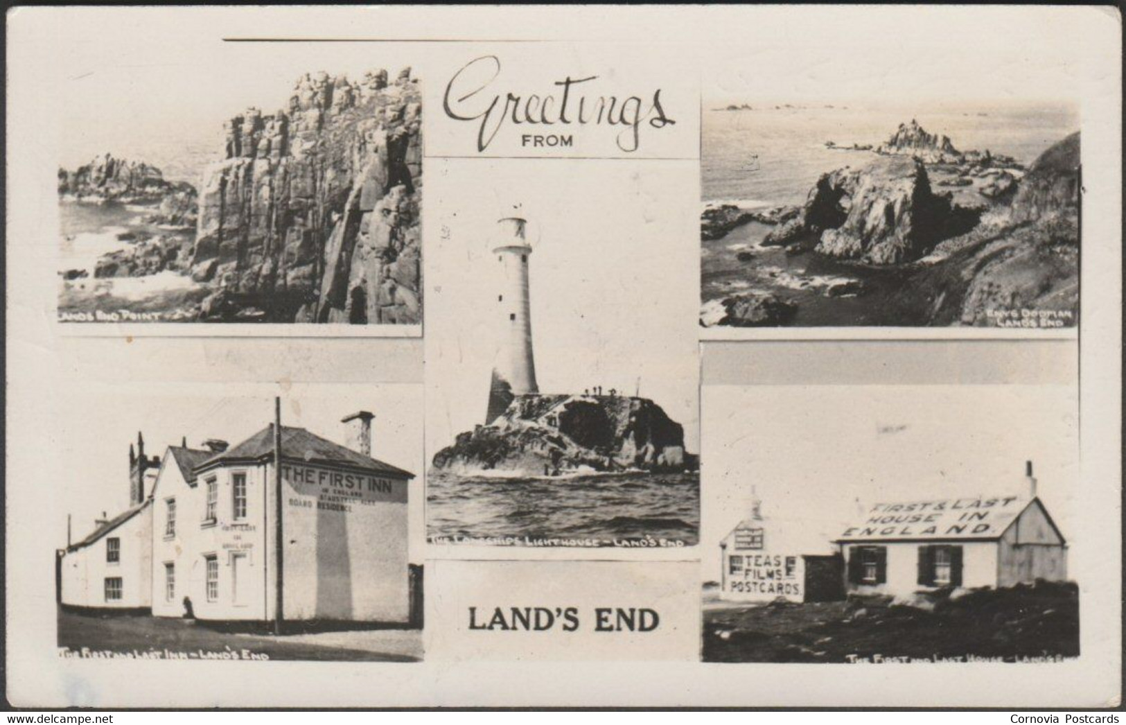 Greetings From Land's End, Cornwall, 1952 - Johnston RP Postcard - Land's End