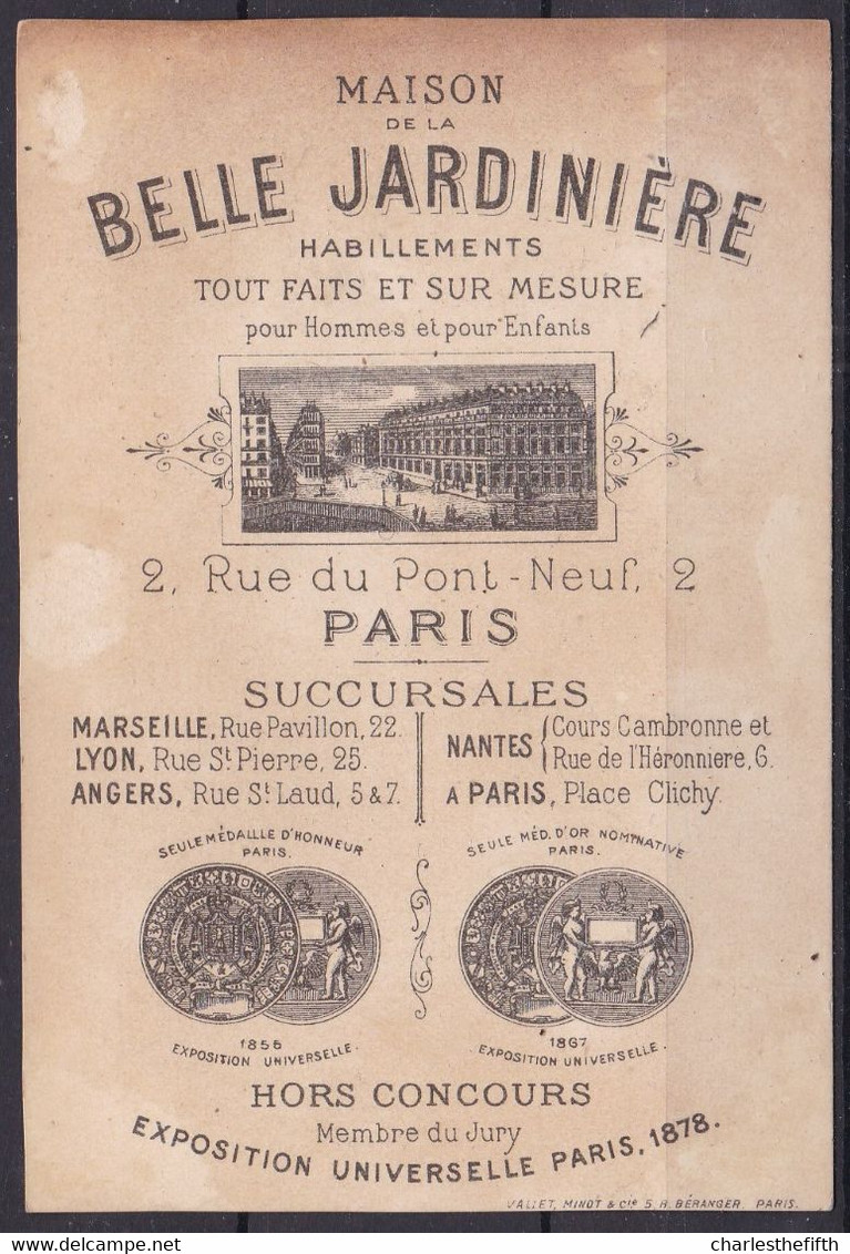 RARE ! CHROMO Doré Fin 1800 - " L'HABILLEMENT DU SOLDAT - SABRE - FUSIL - UNIFORME " - MAISON LA BELLE JARDINIERE PARIS - Sonstige & Ohne Zuordnung