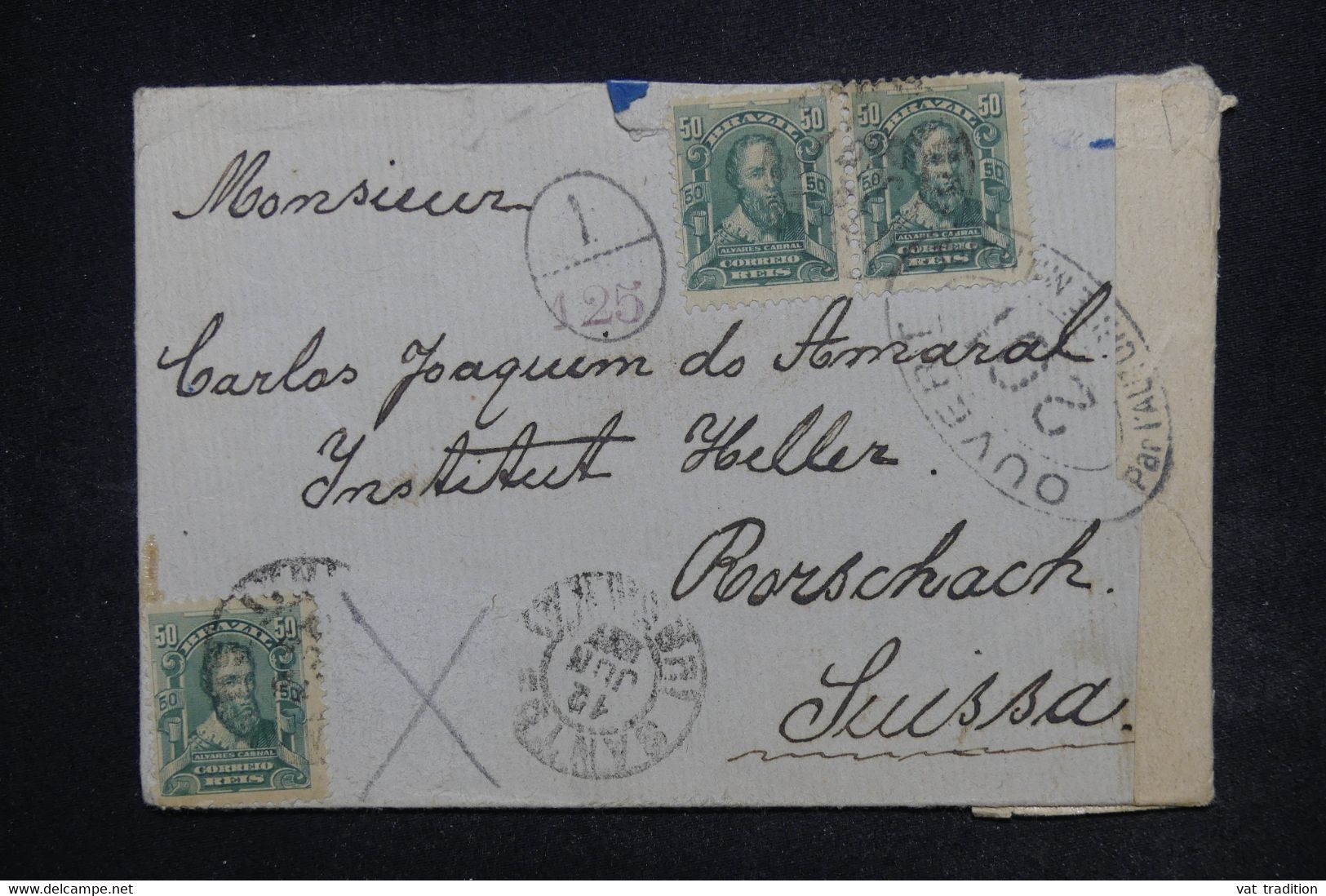 BRESIL - Enveloppe Pour La Suisse En 1917 Avec Contrôle Postal, Affranchissement Incomplet - L 121418 - Briefe U. Dokumente