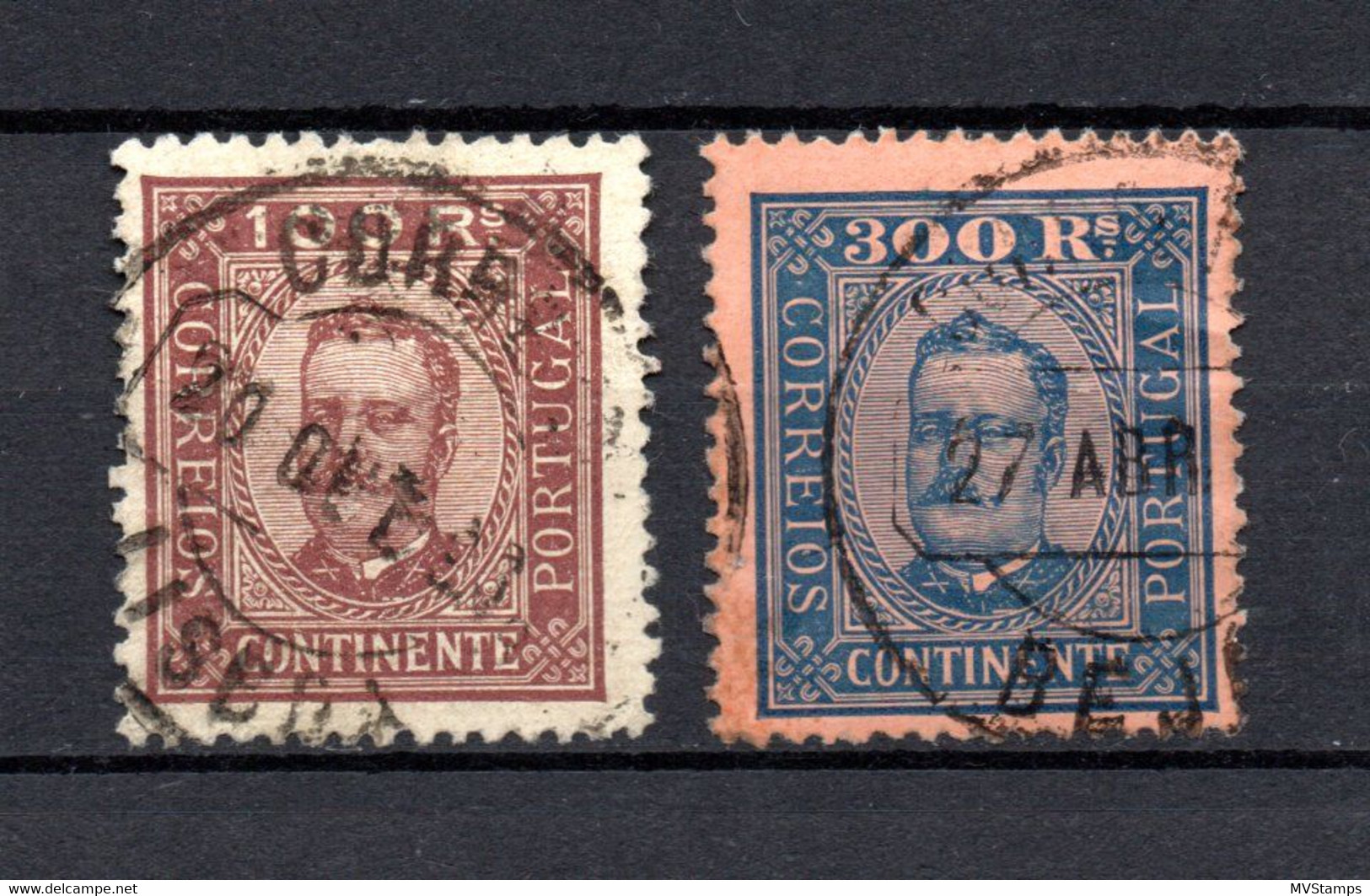 Portugal 1892 King Carlos I Stamps (Michel 74 And 77) Nice Used - Ungebraucht