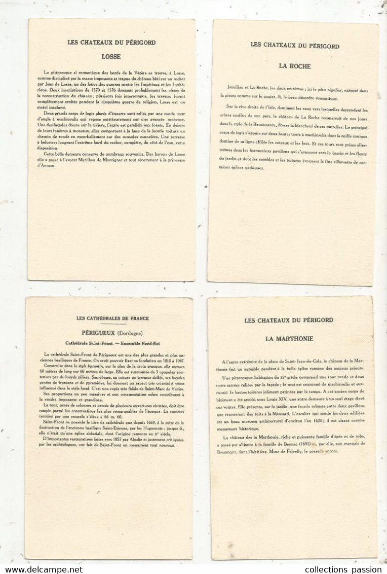 Cp, Collection De La Solution Pautauberge , CHÂTEAUX DU PERIGORD , 4 Scans , LOT DE 6 CARTES POSTALES - 5 - 99 Karten