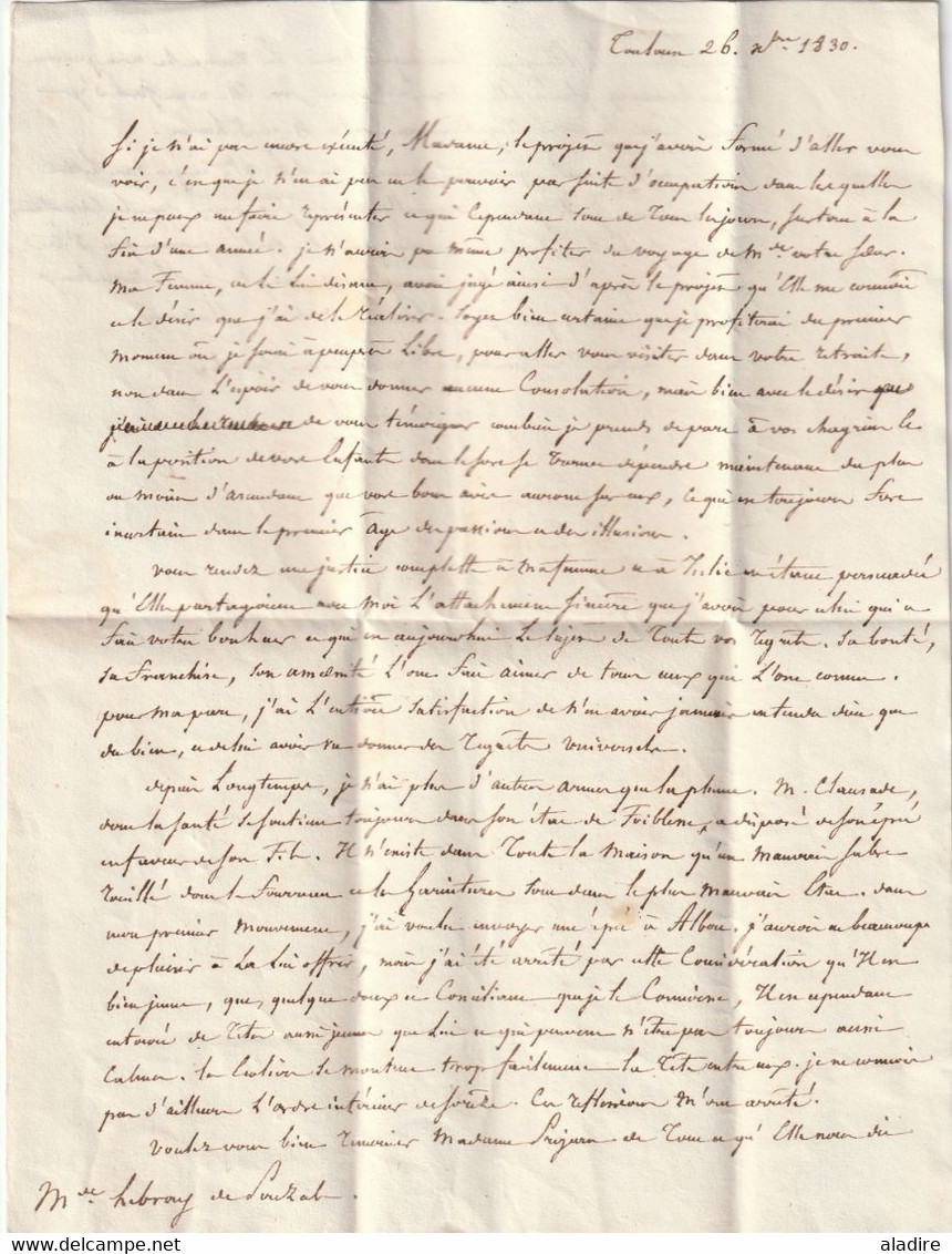 1830 - Lettre pliée avec corresp de 2 pages de TOULOUSE (cad rouge à fleurons) vers Grizole Grisolles, Tarn & Garonne