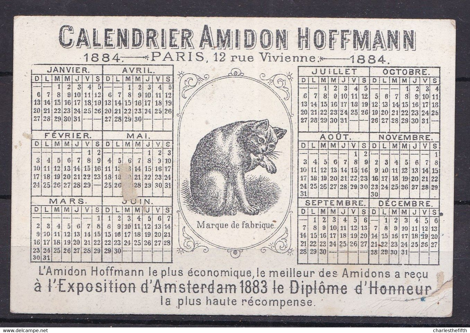 RARE ! CHROMO CALENDRIER 1884 - CALENDAR - YOUNG GIRL WITH DOG - LETTER - CHIEN - Altri & Non Classificati