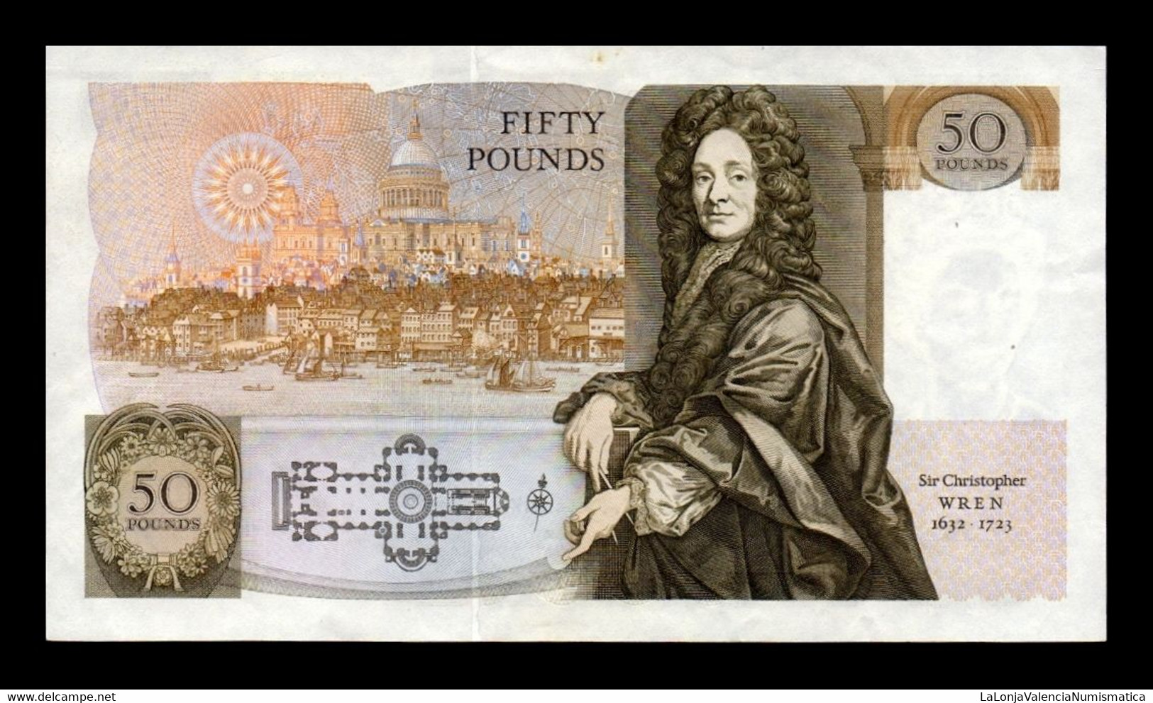 Gran Bretaña Great Britain 50 Pounds Elizabeth II 1981-1993 Pick 381a SC- AUNC - 50 Pond