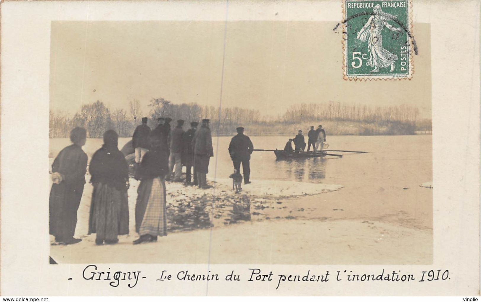 22-2308  : GRIGNY. CARTE-PHOTO. INONDATIONS DE 1910 - Grigny