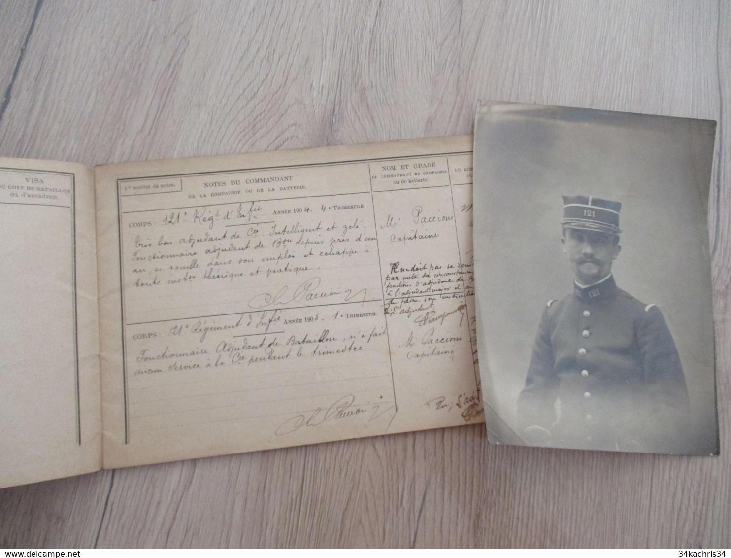 Rare 121 ème Régiment Infanterie Avec Photo Champonnier Carnet De Notes 12 P Manuscrites De Commentaires Su Officier.... - Dokumente