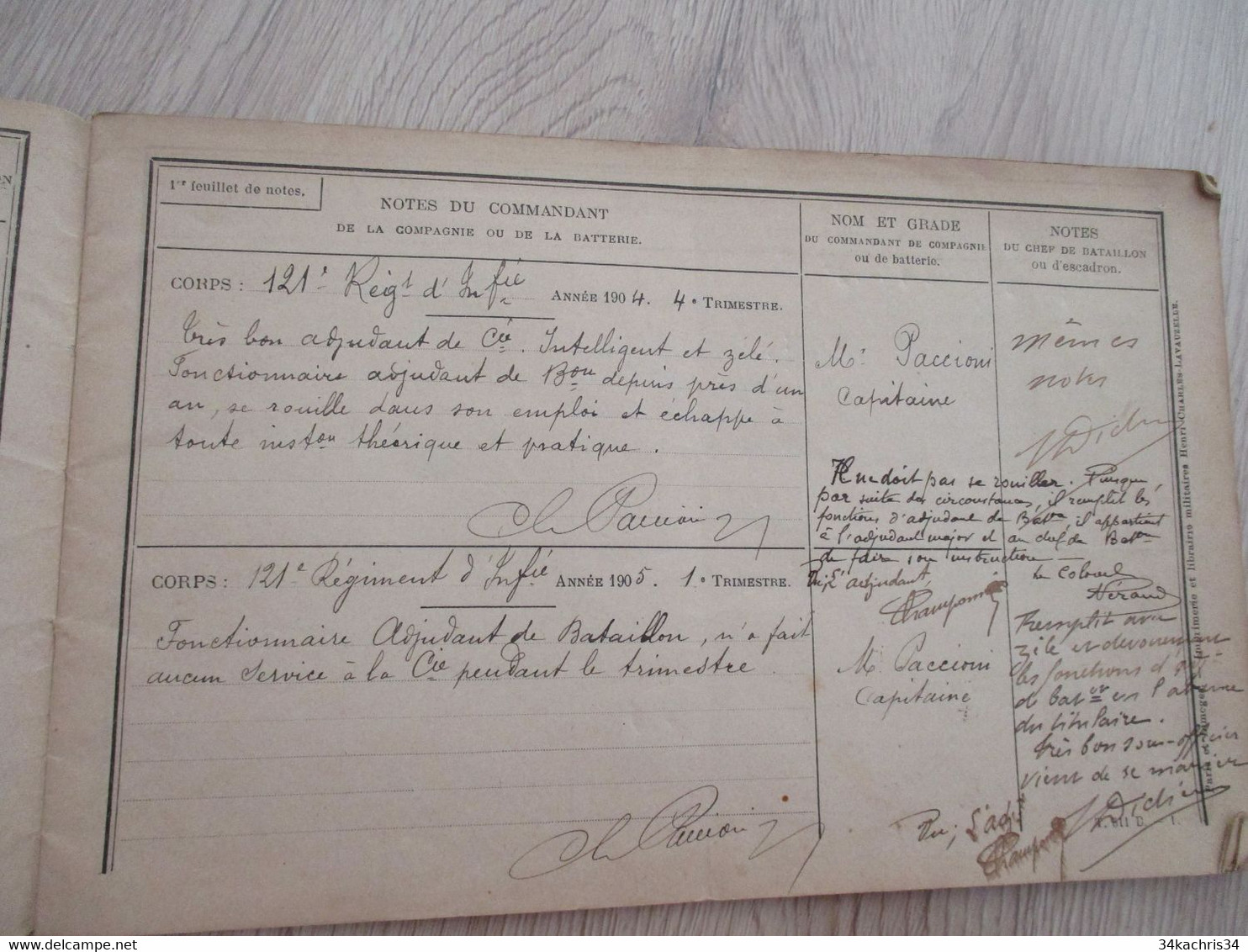 Rare 121 ème Régiment Infanterie Avec Photo Champonnier Carnet De Notes 12 P Manuscrites De Commentaires Su Officier.... - Documenten