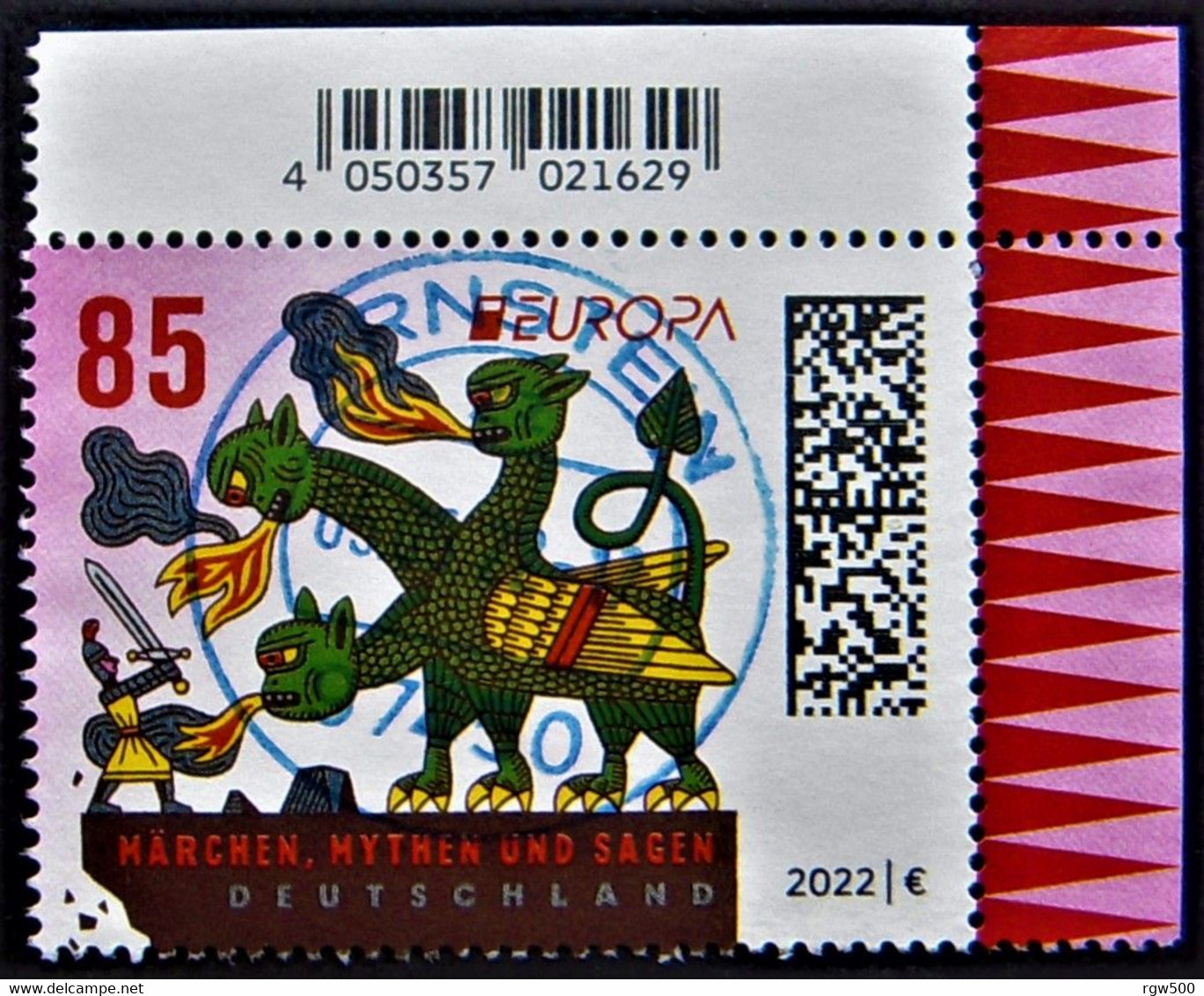 Bund/BRD Mai 2022 Sondermarke "Serie Europa - Märchen,Mythen Und Sagen" MiNr 3687, Ecke 2, Ersttagsgestempelt6 - Prephilately