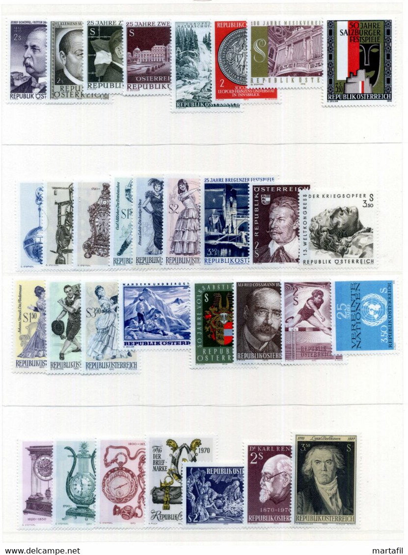 1970 AUSTRIA Österreich ANNATA COMPLETA MNH ** - Annate Complete