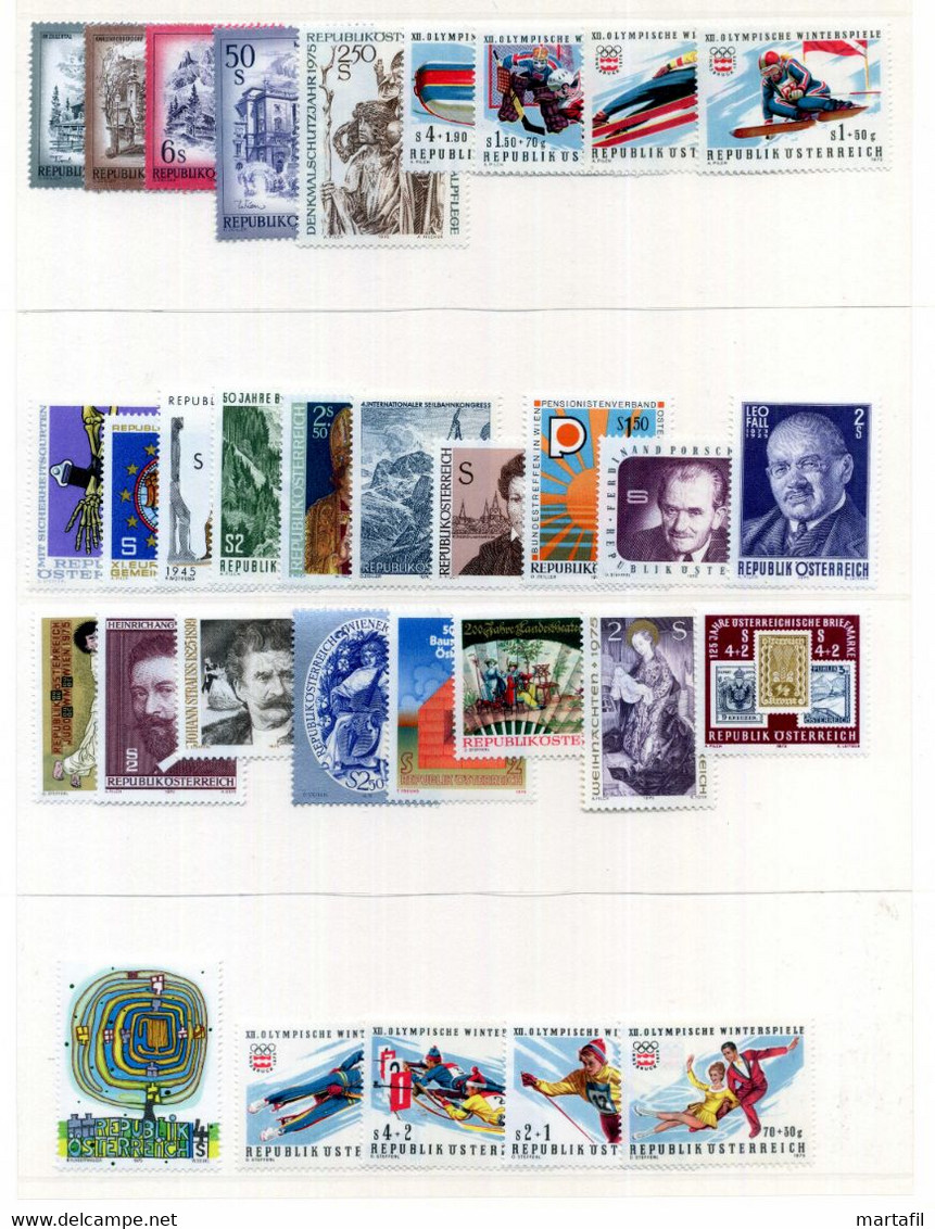 1975 AUSTRIA Österreich ANNATA COMPLETA MNH ** - Volledige Jaargang