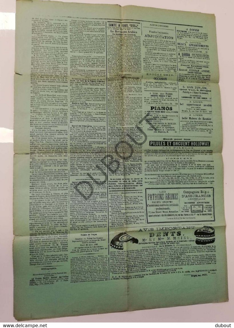 Brugge - Journal De Bruges - 1892 - Fêtes Jubilaires Du Commandant Ensor  (V556) - Informations Générales