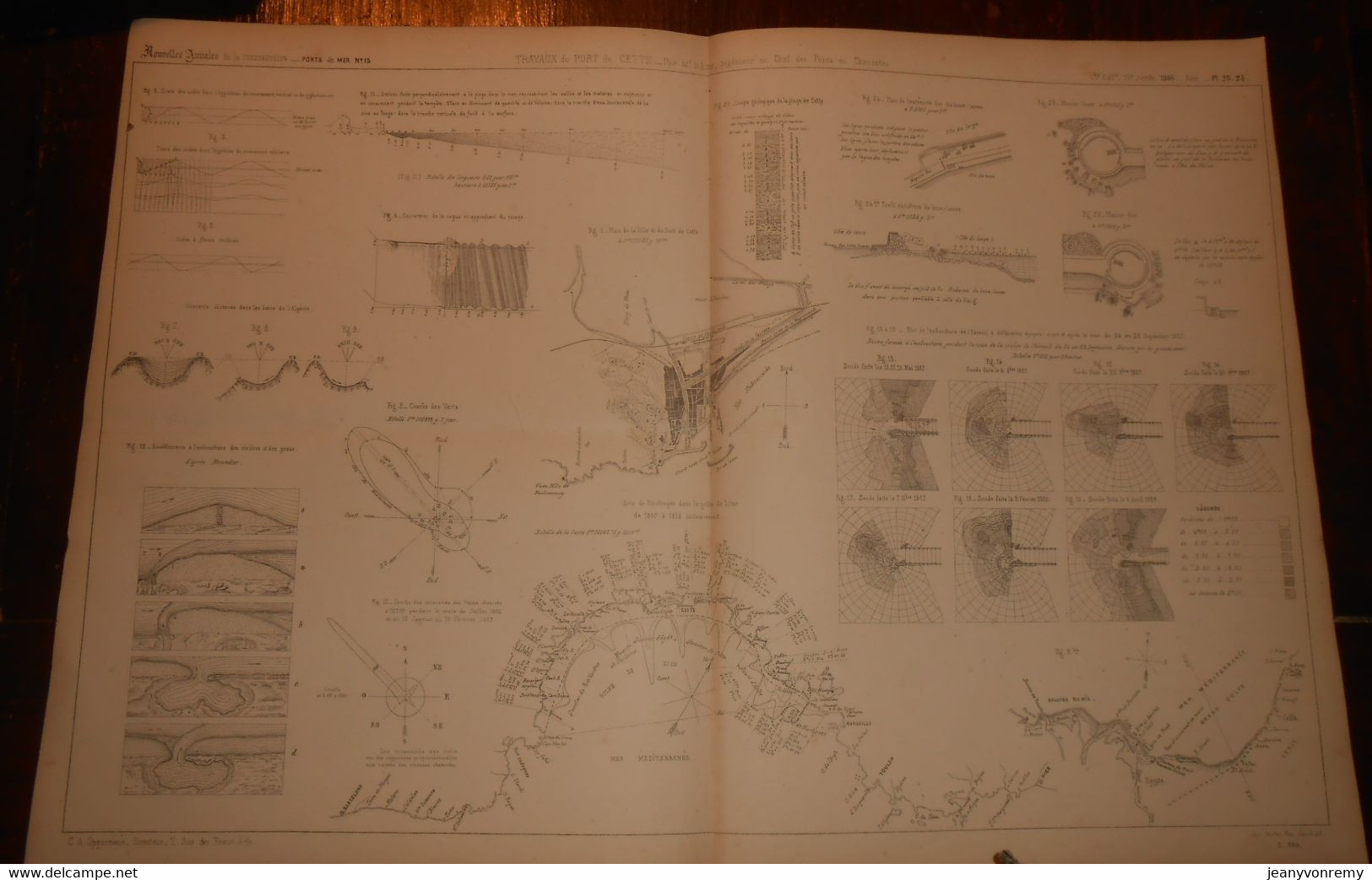 Plan De Travaux Du Port De Cette.1866. - Travaux Publics