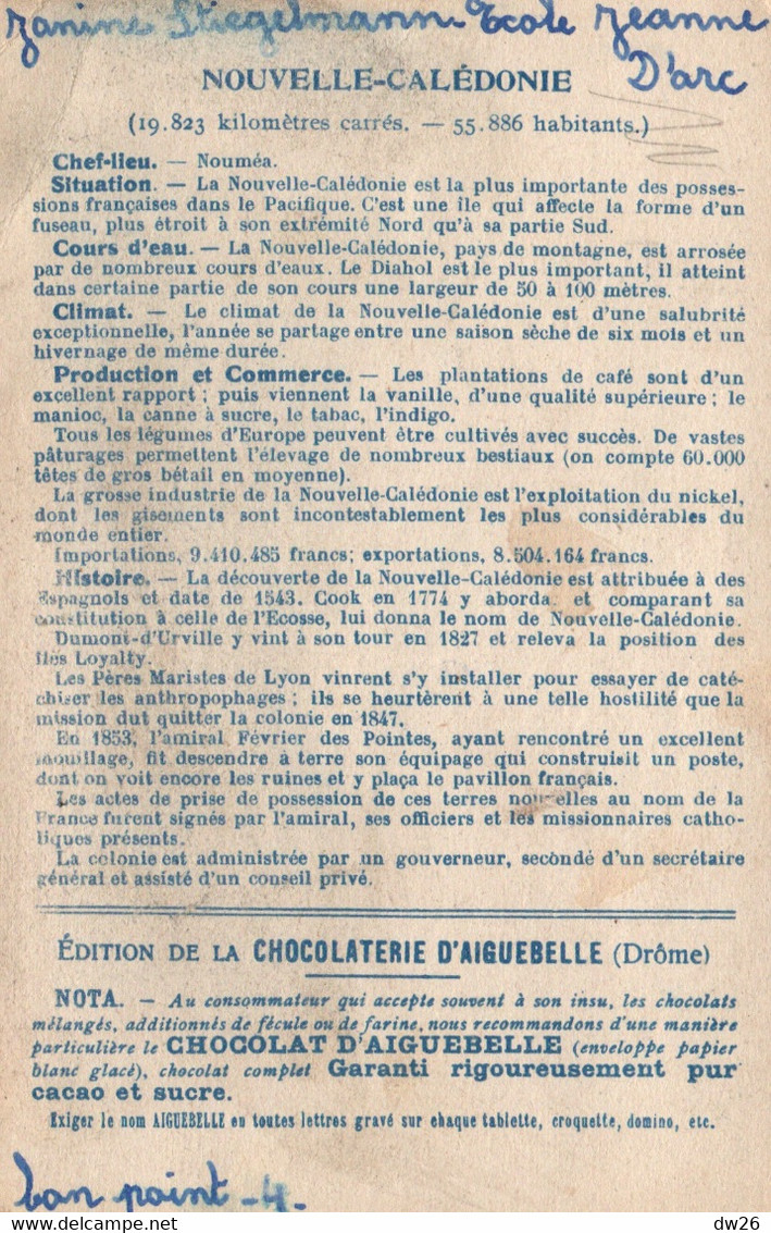 Chromo Chocolaterie D'Aiguebelle - Les Colonies Françaises: Nouvelle Calédonie, Nouméa - Aiguebelle