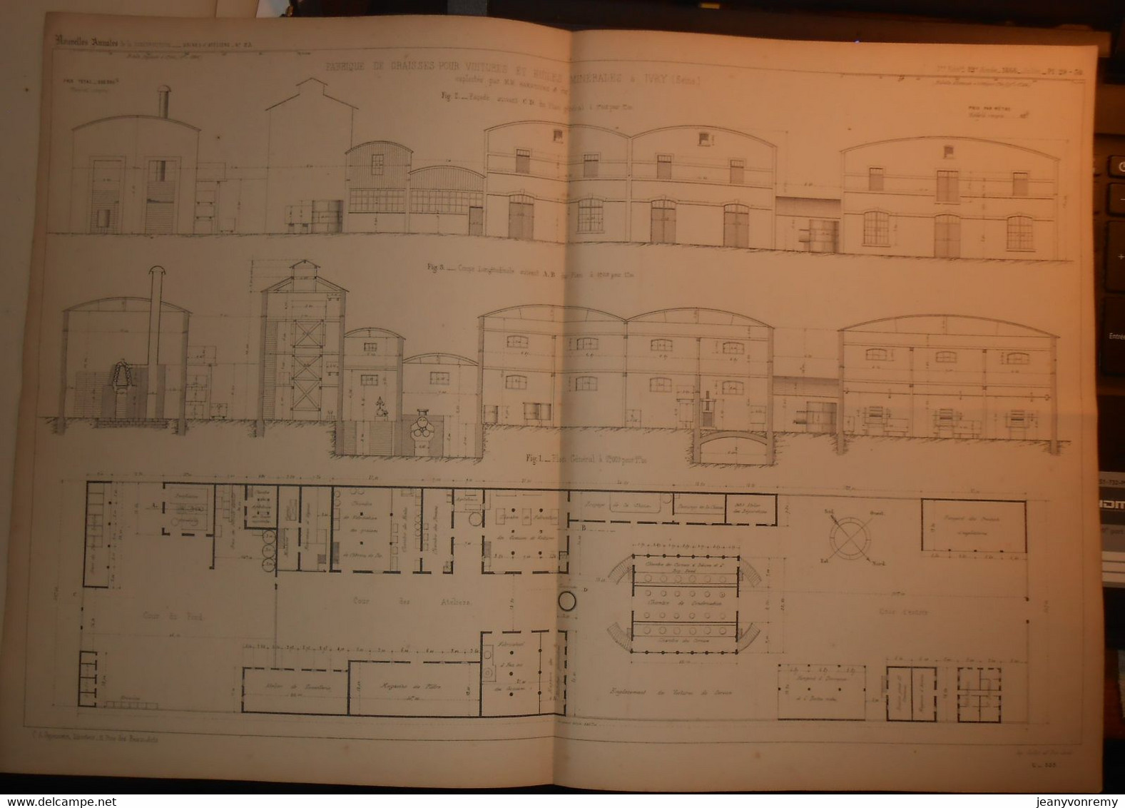 Plan De Fabrique Des Graisses Pour Voitures Et Huiles Minérales à Ivry (Seine).1866. - Travaux Publics