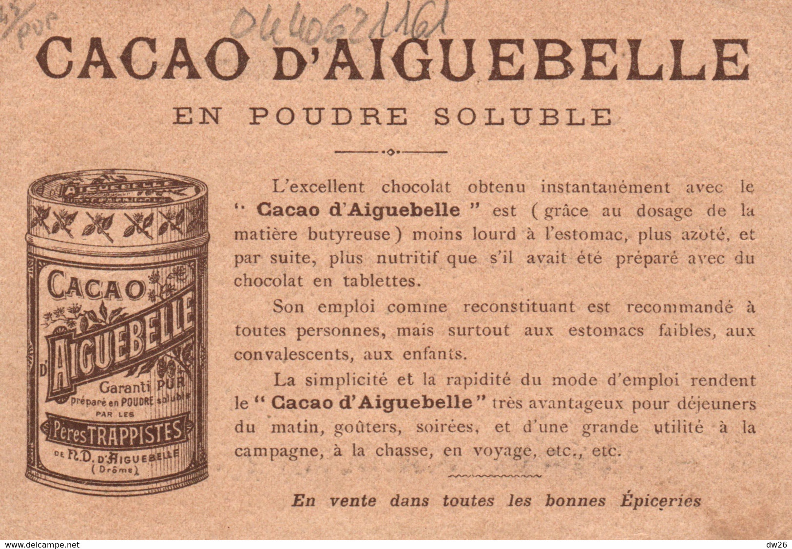 Chromo Cacao D'Aiguebelle En Poudre - Lithographie: Intérieur De Ferme - Aiguebelle