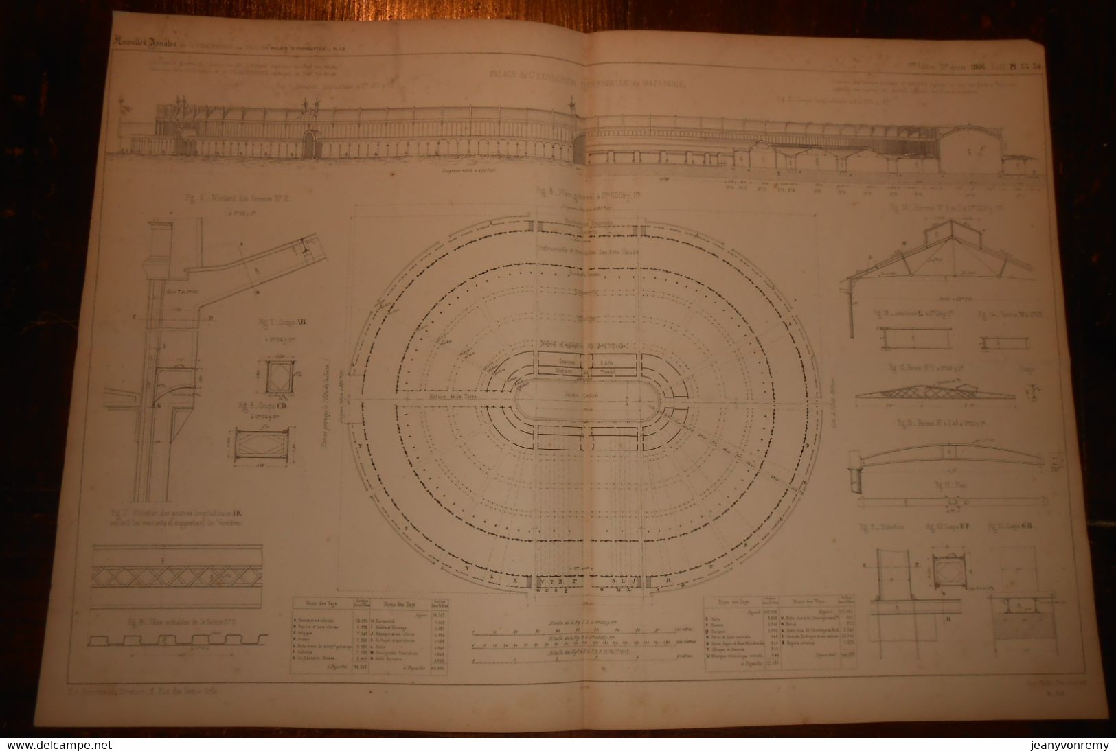 Plan Du Palais De L'Exposition Universelle De 1867 à Paris.1866. - Travaux Publics