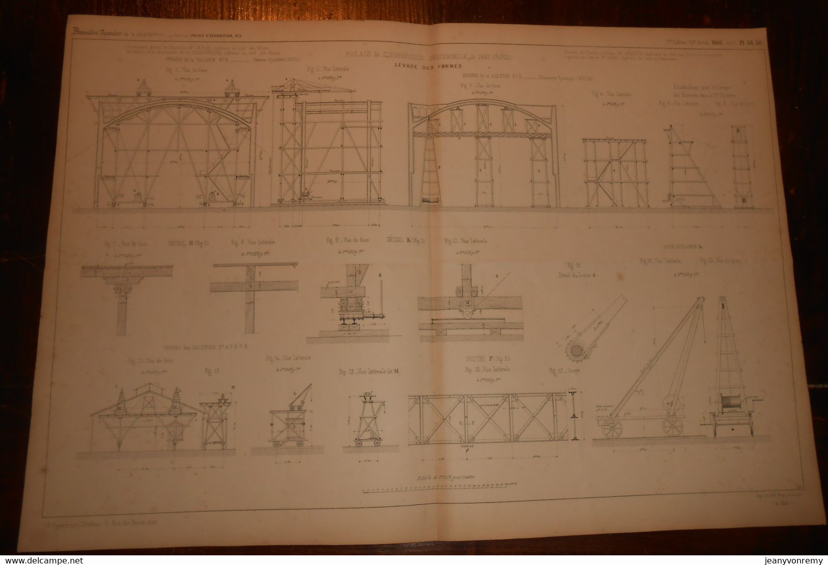 Plan Du Palais De L'Exposition Universelle De 1867 à Paris. Levage Des Fermes.1866. - Travaux Publics