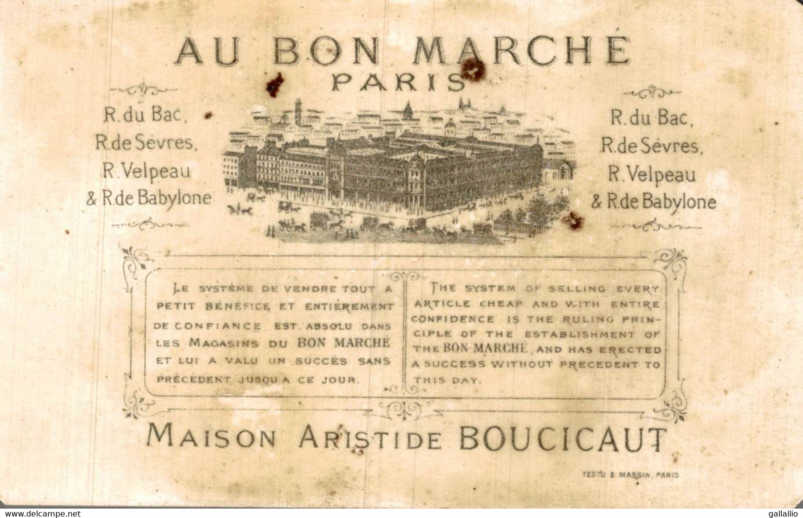 CHROMO AU BON MARCHE LA BOURREE - Au Bon Marché