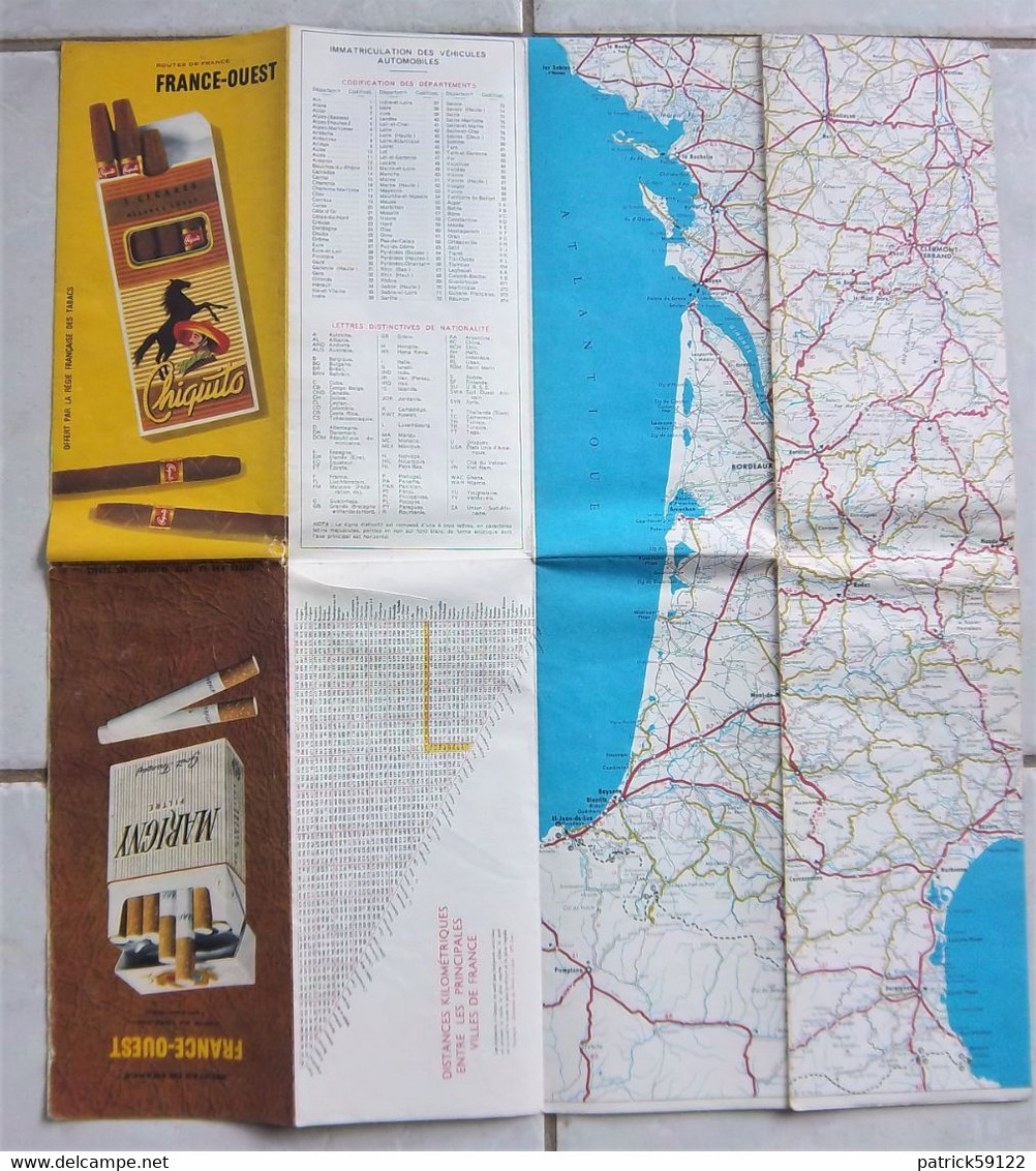 CARTE ROUTIERE REGIE FRANCAISE DES TABACS - ROUTES DE FRANCE / FRANCE OUEST - CHIQUITO / MARIGNY - BLONDEL 1960 - Strassenkarten