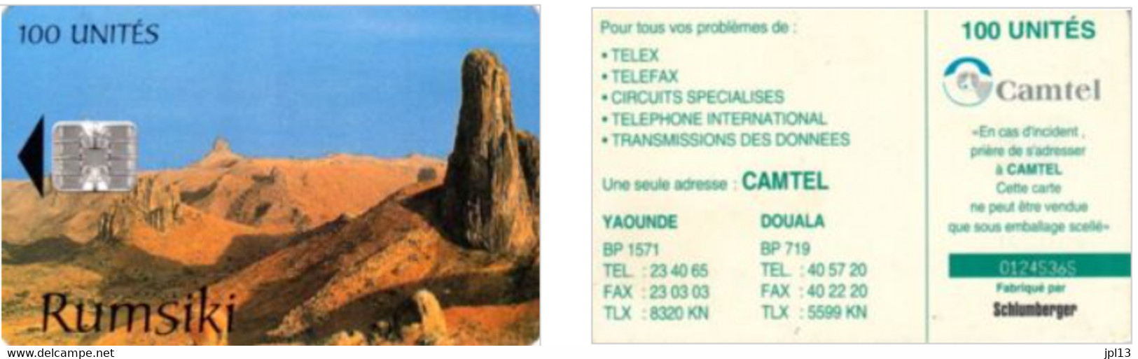 Télécarte Cameroun Camtel Rumsiki (Camtel Logo - NEW Schlumberger Logo) - Kameroen