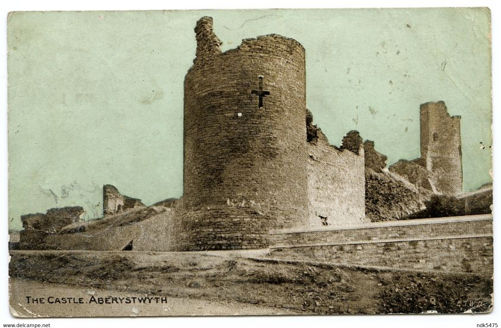 ABERYSTWYTH : THE CASTLE / POSTMARK - CREWE STATION / ADDRESSES - BROAD STREET & CHESTERTON, NEWCASTLE (HAMBLETON) - Cardiganshire