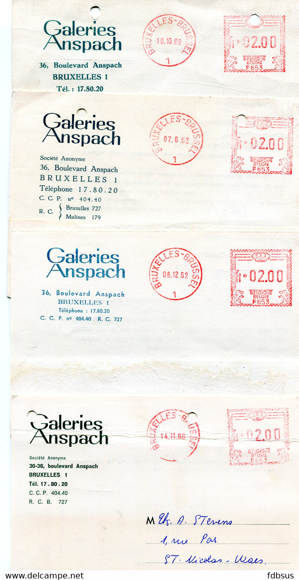 1962/66 7 Kaarten Van GALERIES ANSPACH SA Bruxelles 1  - Gefr. 2.00 Fr   F653 - ...-1959