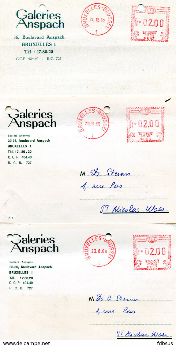 1962/66 7 Kaarten Van GALERIES ANSPACH SA Bruxelles 1  - Gefr. 2.00 Fr   F653 - ...-1959