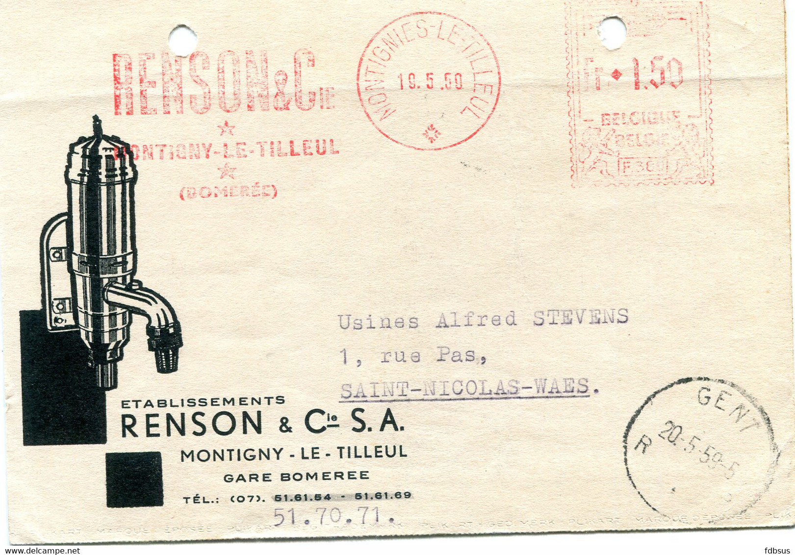 1959/60 5 Kaarten Van RENSON & Cie Montigny Le Tilleul Bomerée - Gefr. 1.50 Fr + 2 Fr - ...-1959