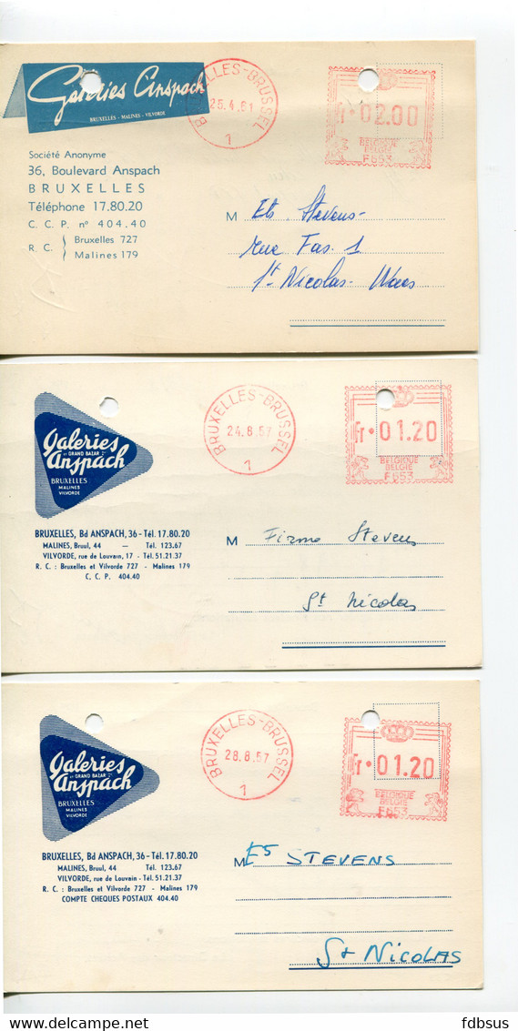 1956/61 6 Kaarten GALERIES ANSPACH Bruxelles Malines Vilvoorde - Gefr. 1.20 Fr + 2.00 Fr - Commande Des Rayon - ...-1959
