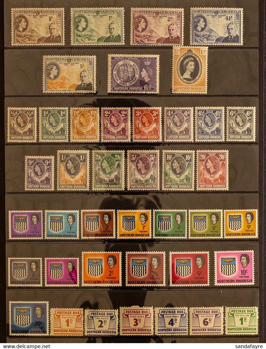 1953-63 QEII COMPLETE MINT. An Attractive, Complete Collection From The 1953 Rhodes Set To 'Arms' Set, SG 54/88 Plus Pos - Northern Rhodesia (...-1963)