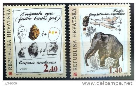 CROATIE Fossiles, Prehistoire, Yvert 411/12. Mnh, ** Neuf Sans Charniere - Fossils