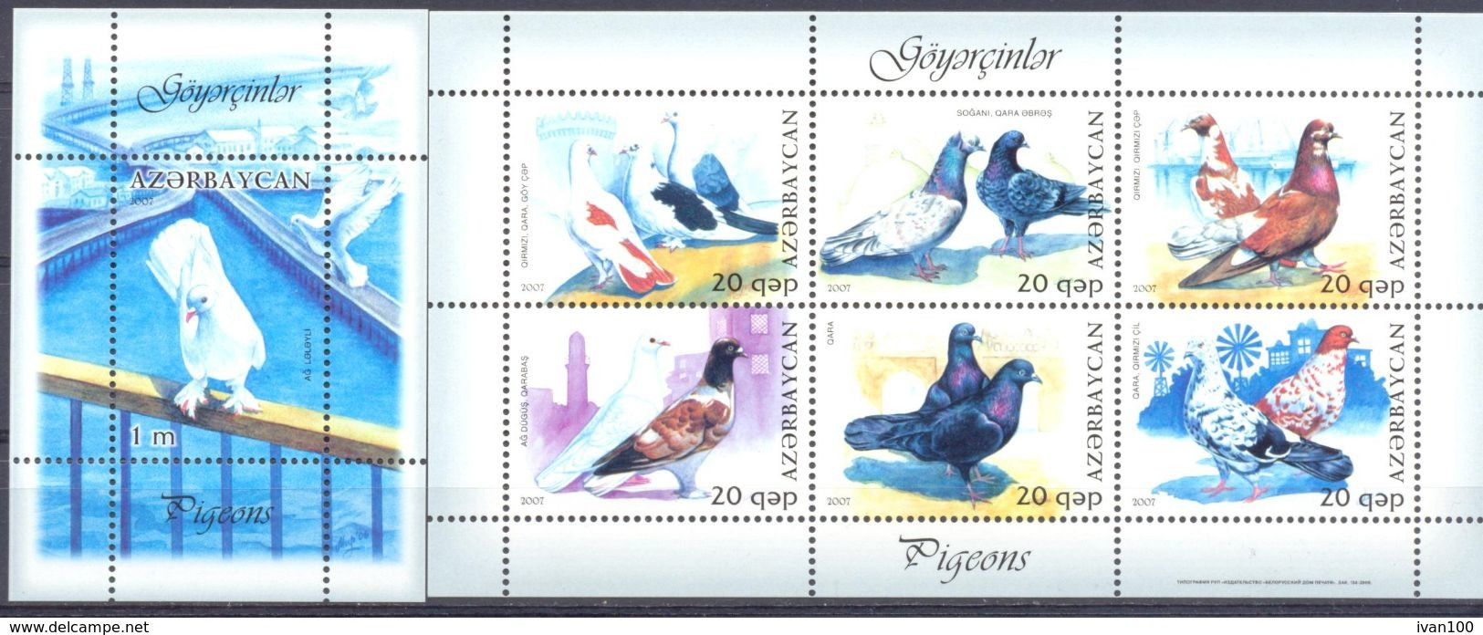 2007. Azerbaijan, Pigeons, Sheetlet + S/s, Mint/** - Aserbaidschan
