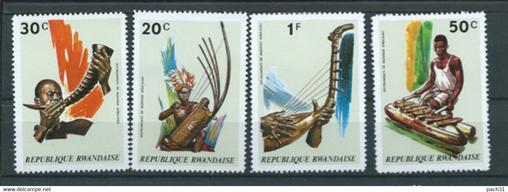 Rwanda  Timbres  Neufs   Musiciens Et Instruments - Verzamelingen