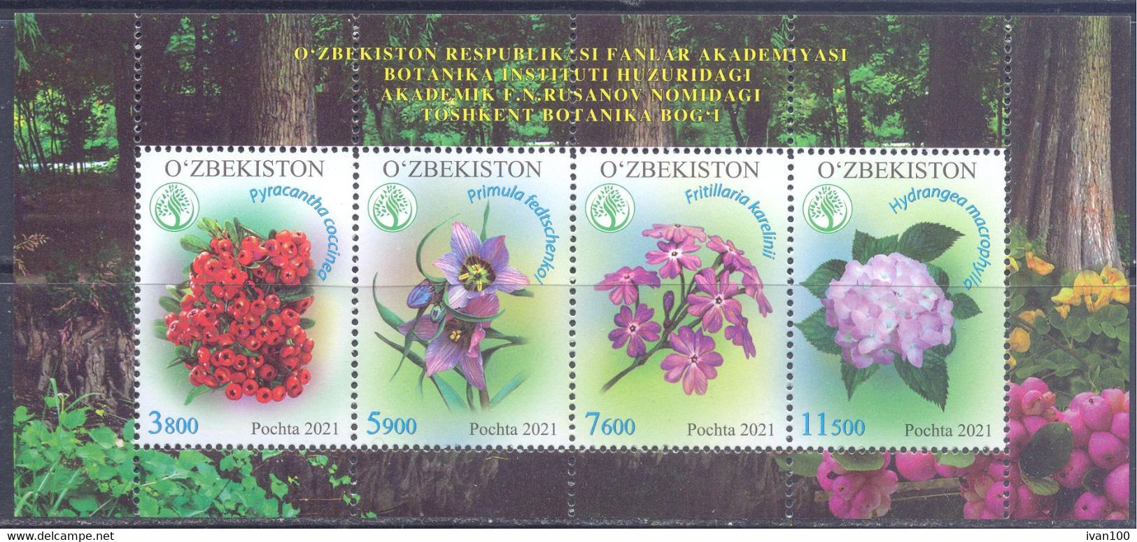 2021. Uzbekistan, Flora, Flowers Of Tashkent Botanical Garden, S/s, Mint/** - Uzbekistán