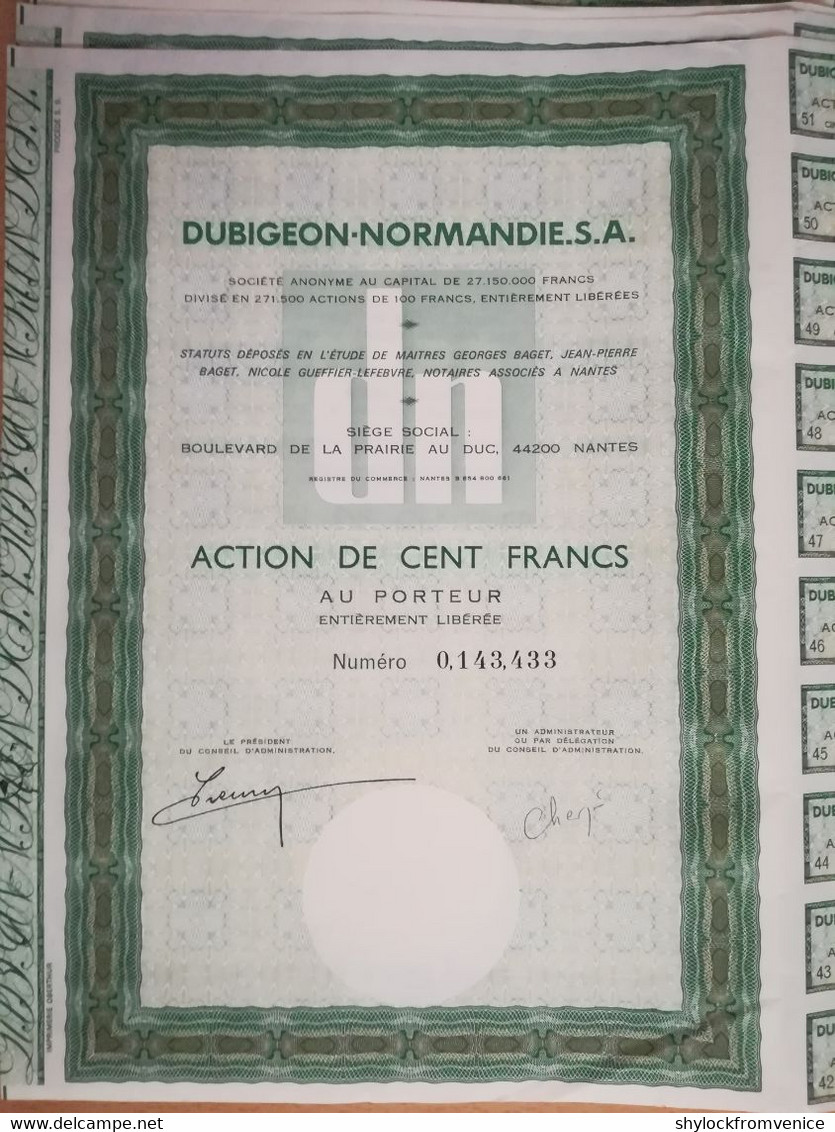 Lot 9 Stück - Dubigeon-Normandie SA - Action De 100 Francs - EF+ - Schiffahrt - Water