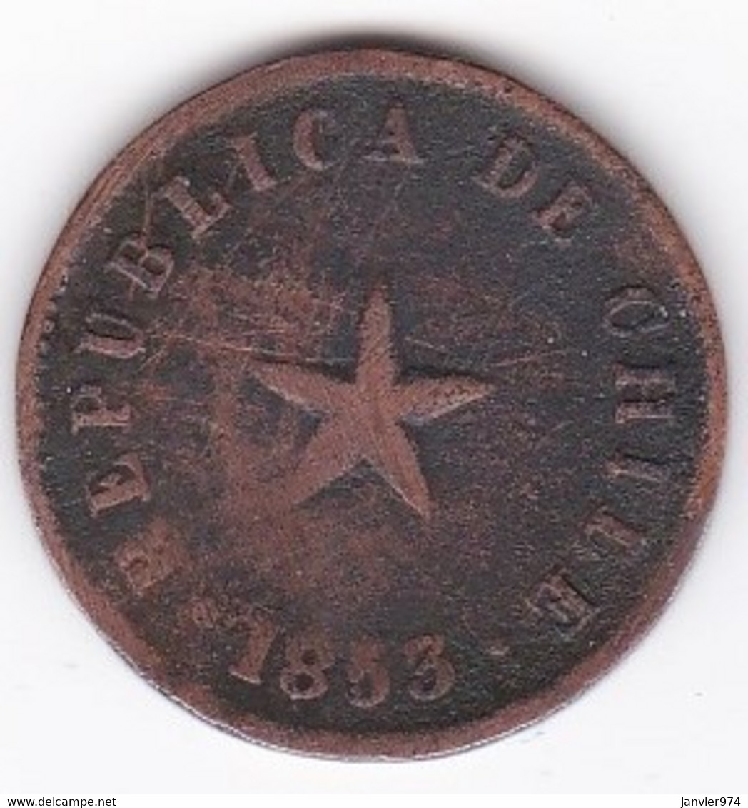 Chile.  Mezzo 1/2 Centavo 1853 . Copper. KM# 126 - Cile