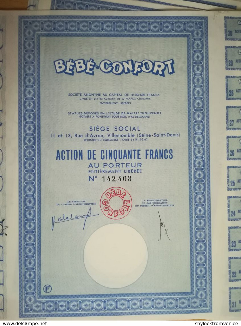 Lot 9 Stück - Bébé-Confort SA - Action De 50 Francs Au Porteur - EF - A - C