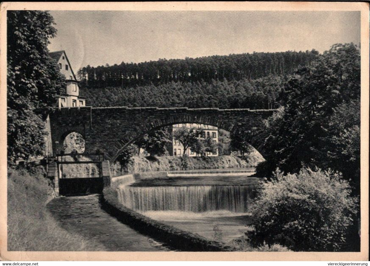! 1936 Alte Ansichtskarte Aus Pforzheim, Dillweissenstein, Brücke, Bridge, Nagold, Briefmarke Mit Firmenlochung, Perfin - Ponts