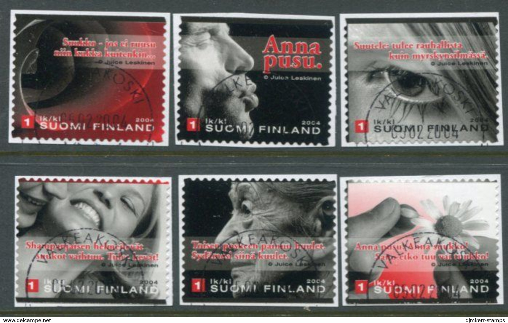 FINLAND 2004 Valentine's Day Greetings Stamps Used.  Michel  1690-95 - Gebruikt