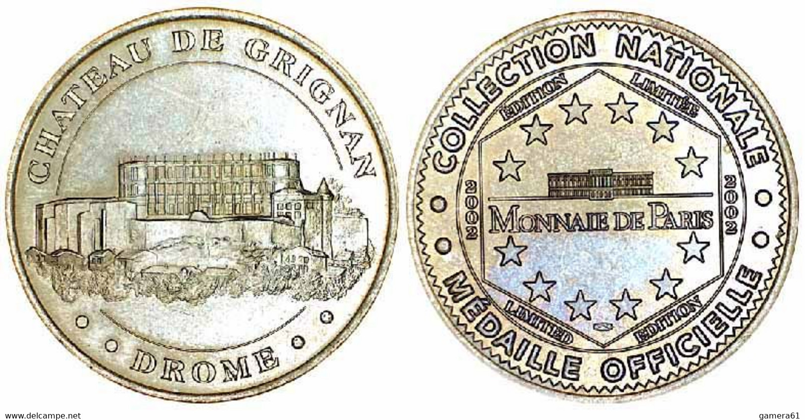 04280 GETTONE TOKEN JETON MÉDAILLE SOUVENIR MONNAIE DE PARIS CHATEAU DE GRIGNAN DROME 2002 - 2002