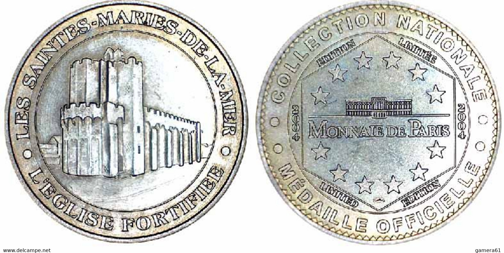 01914 GETTONE TOKEN JETON MÉDAILLE SOUVENIR MONNAIE DE PARIS SAINTES-MARIES DE LA MER L'ÉGLISE FORTIFIÉE 2004 - 2004