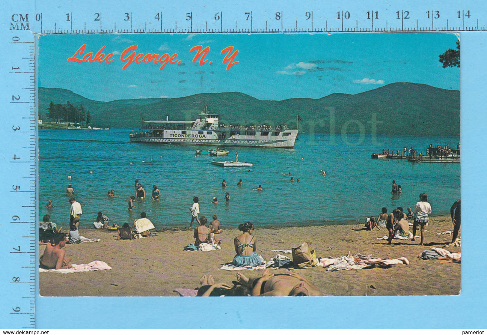 Lake George N.Y. - Ticonderoga Boat By The Shore, Animated, Used In 1964 - Lake George