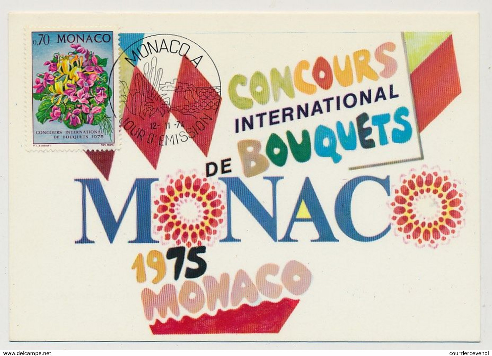 MONACO - 2 Cartes Maximum -  Concours International De Bouquets 1975 - Monaco-A - 12/11/1974 - Maximumkarten (MC)