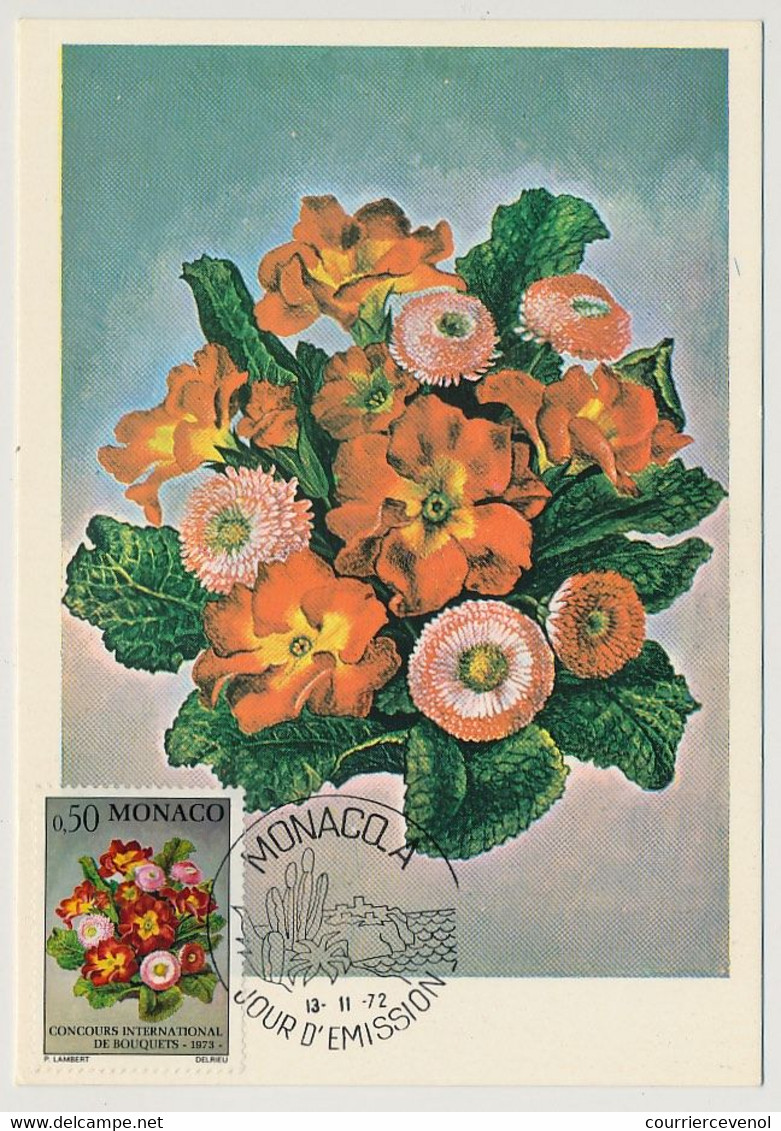 MONACO - 2 Cartes Maximum -  Concours International De Bouquets 1973 - Monaco-A - 13/11/1972 - Maximumkaarten