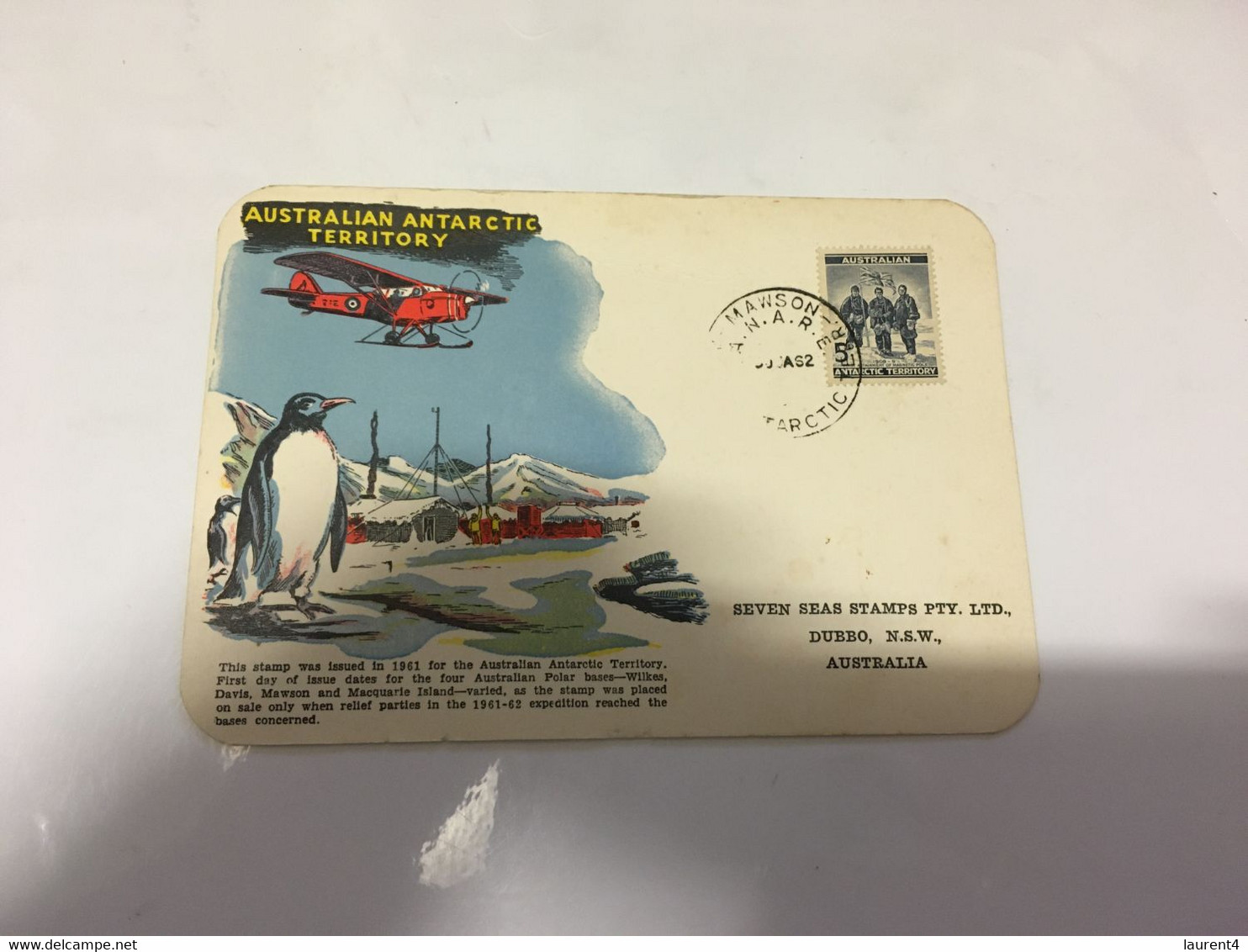 (4 H 46) Australia Antarctic Territory - Early Maxicard Postcard (posted To Dubbo NSW 1962) - Cartoline Maximum