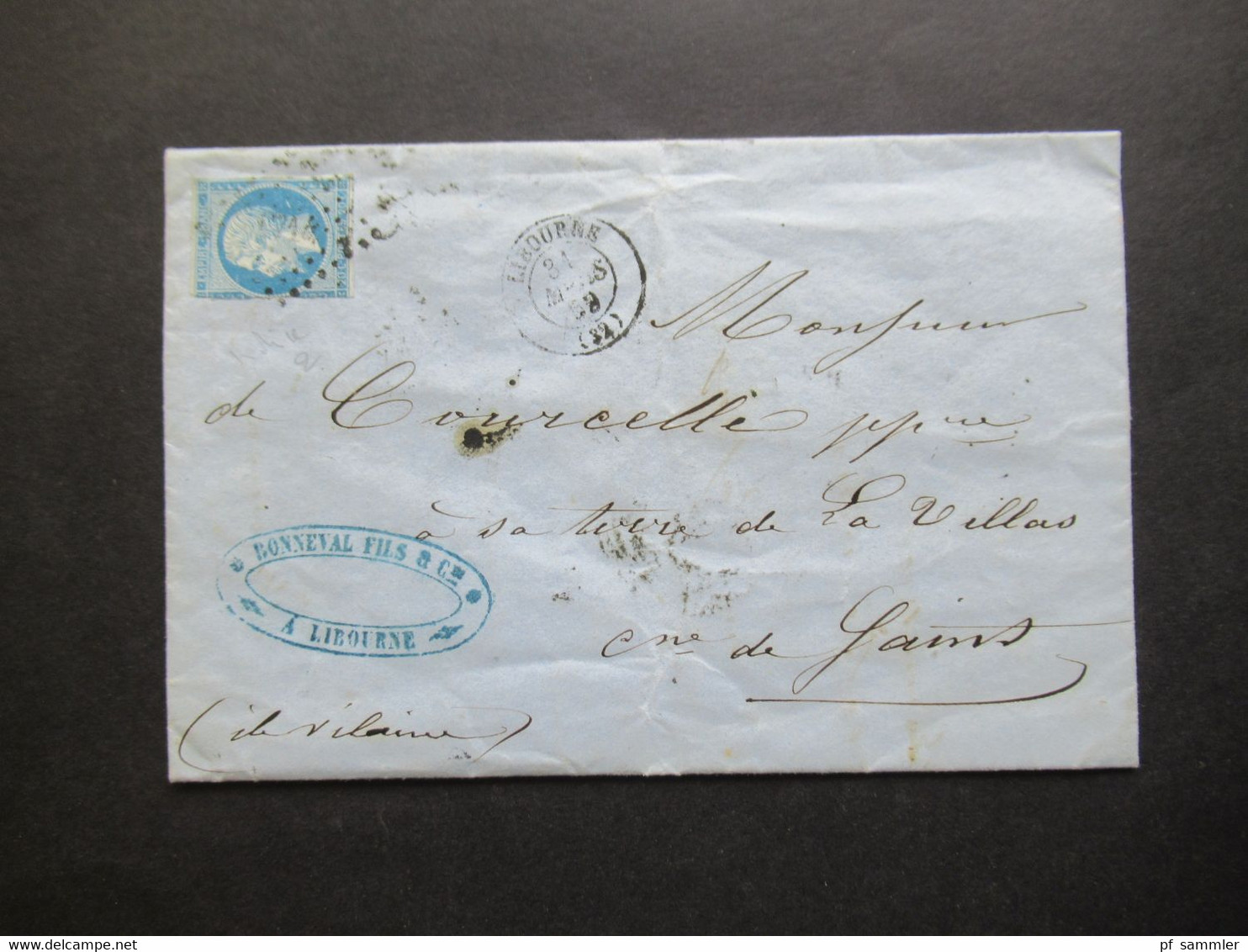 Napoléon III. Michel Nr.13 EF Stempel Raute Und K2 Libourne Rückseitig 5 Stempel!! U.A. Bahnpost Bordeaux A Paris - 1853-1860 Napoleon III