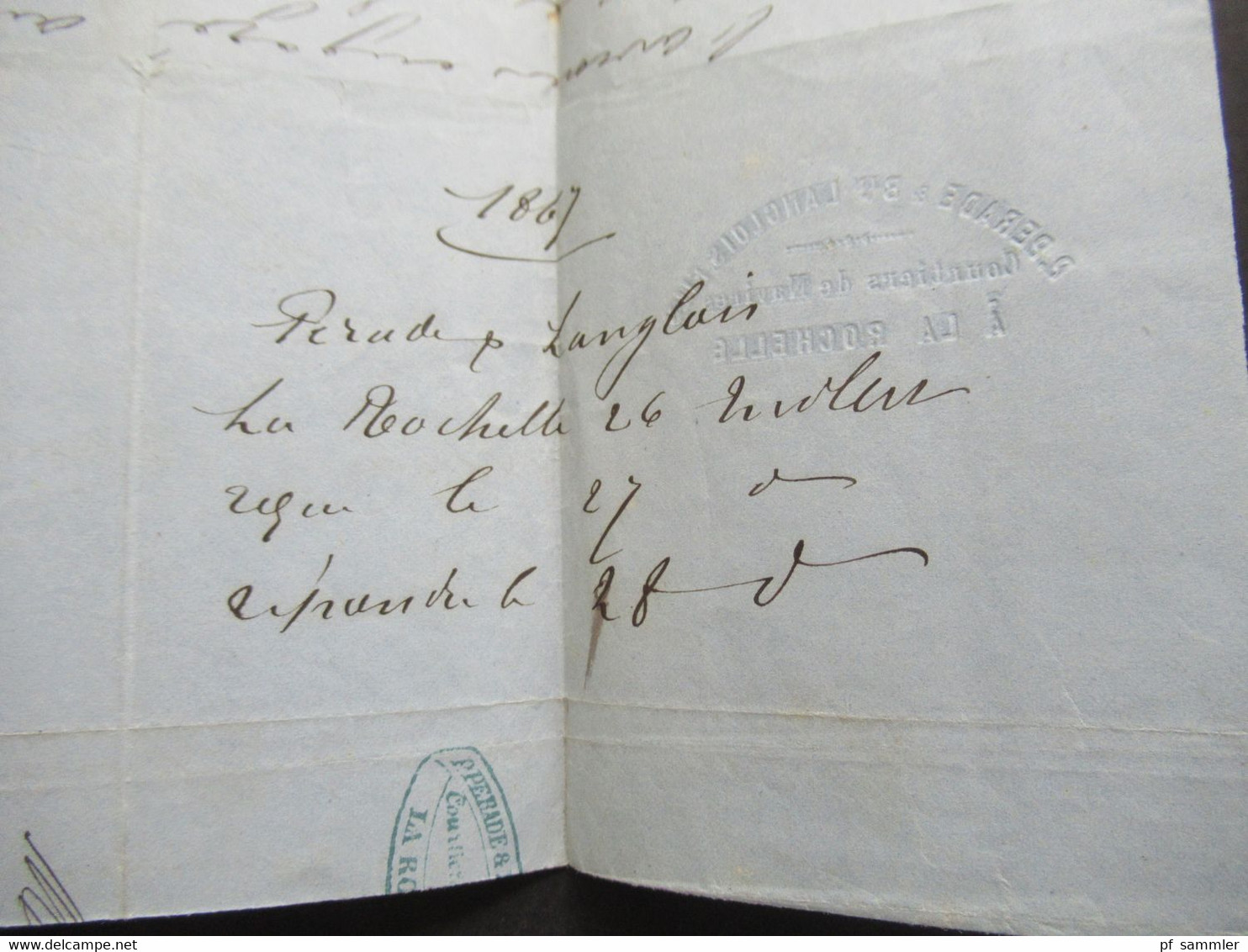 Napoléon III. Nr.28 EF Stempel Raute Nr.3174 / K2 La Rochelle Und Ra 2 Apres Le Depart Faltbrief Mit Inhalt Nach Marans - 1863-1870 Napoléon III Lauré