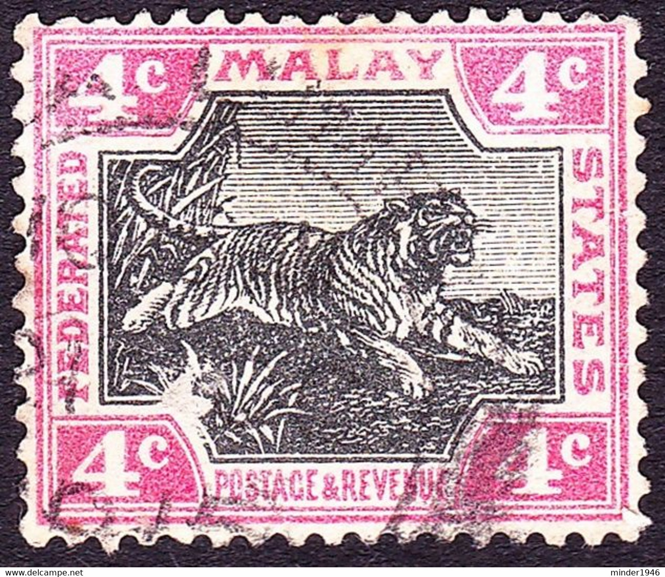 MALAYA 1904 4 Cents Black & Rose SG36d Used - Malayan Postal Union