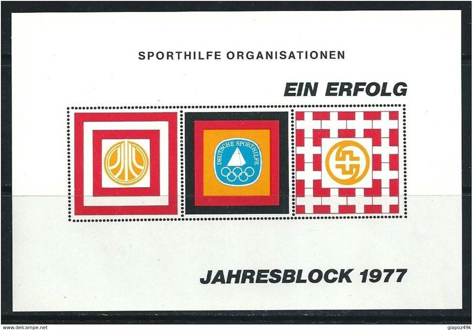 ● GERMANIA 1977 ️ EIN ERFOLG ️ JAHRESBLOCK ️ Erinnofilia ️ Nuovo ** ️ Lotto N. 4723 ️ - Etiquettes 'Recommandé' & 'Valeur Déclarée'