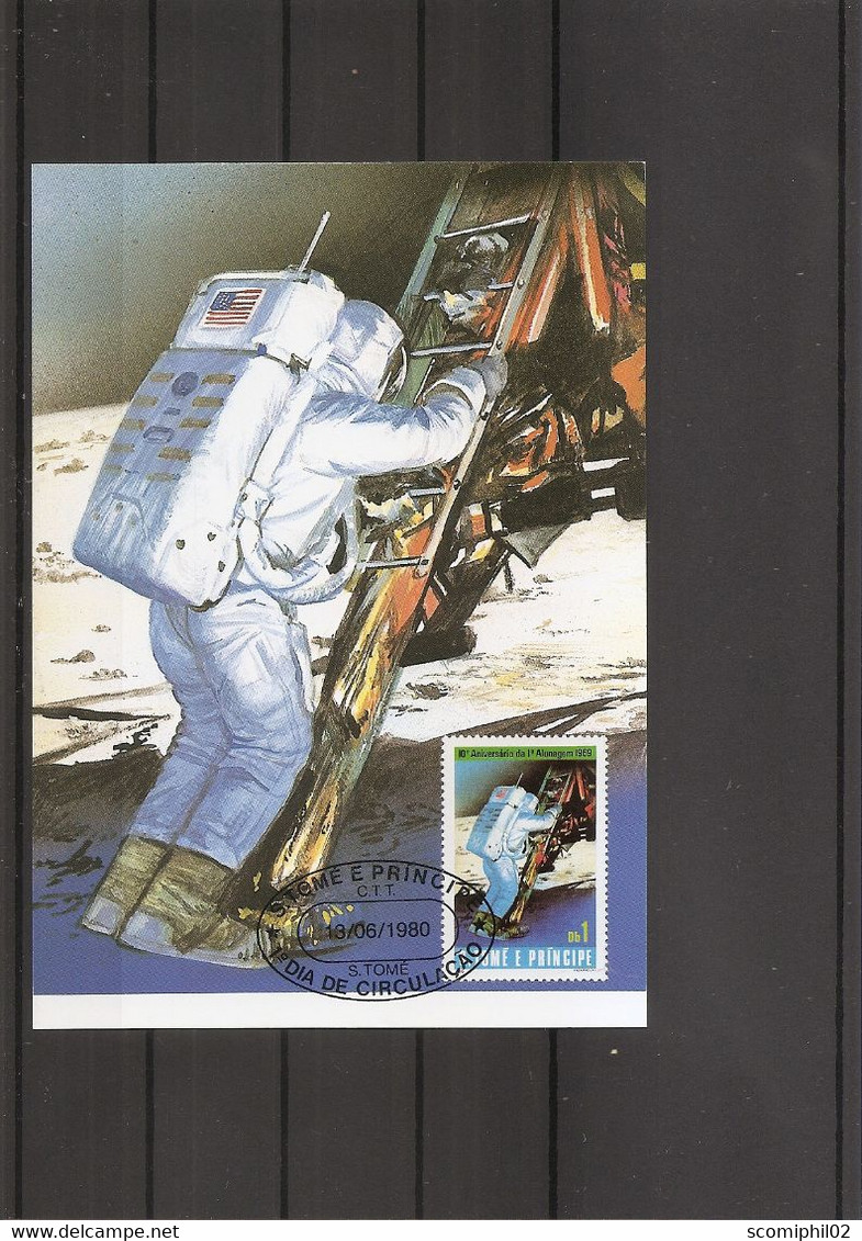 Espace - L'homme Sur La Lune ( CM De Saint-Thomas Et Prince De 1980 à Voir) - Afrika
